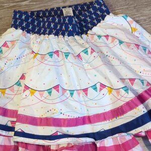 Wildflowers Best Day Ever Good Vibes Cream Pink Blue Twirly Mixed Print Skirt 10